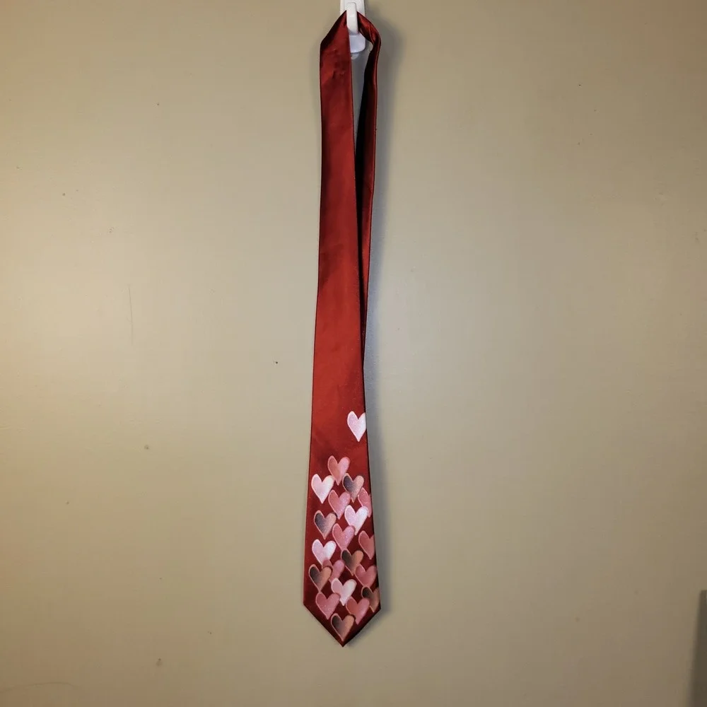 Gospitaky Red Heart Tie Valentine's‎ Day Novelty Necktie Polyester